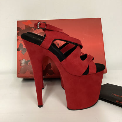 BNIB Pleaser Red Faux Suede Super High Heels Size UK7