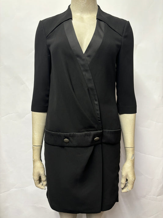 The Kooples Black Blazer Style Double Breasted Black Dress Small