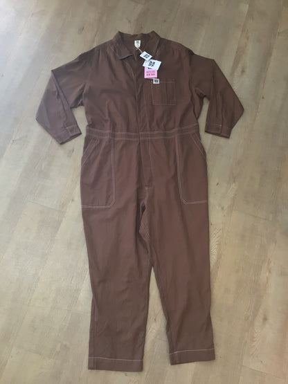 BNWT Lucy & Yak Oak Brown Organic Cotton Carmen Jumpsuit Size 2XL