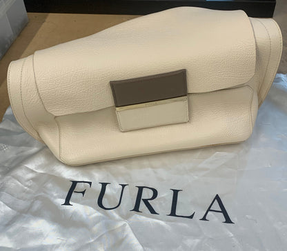 Furla White Genuine Leather Handbag with Dust Bag