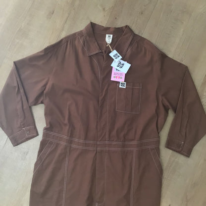 BNWT Lucy & Yak Oak Brown Organic Cotton Carmen Jumpsuit Size 2XL