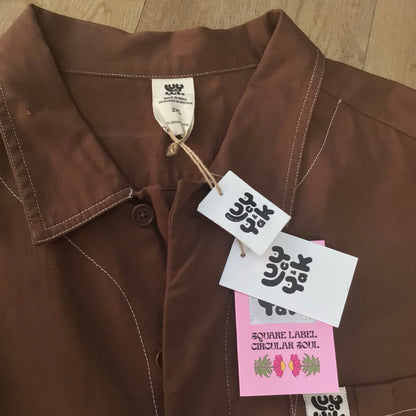 BNWT Lucy & Yak Oak Brown Organic Cotton Carmen Jumpsuit Size 2XL