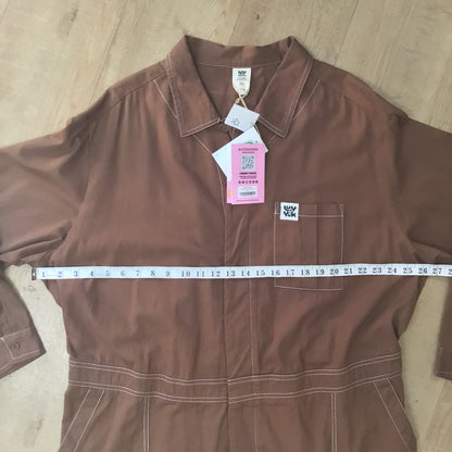 BNWT Lucy & Yak Oak Brown Organic Cotton Carmen Jumpsuit Size 2XL