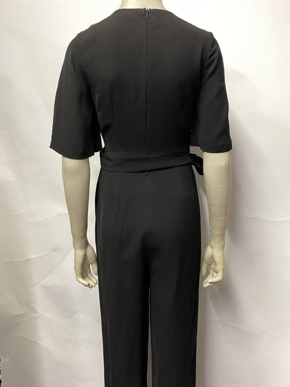 Massimo Dutti Black Short Sleeve Wrap Style Jumpsuit 8