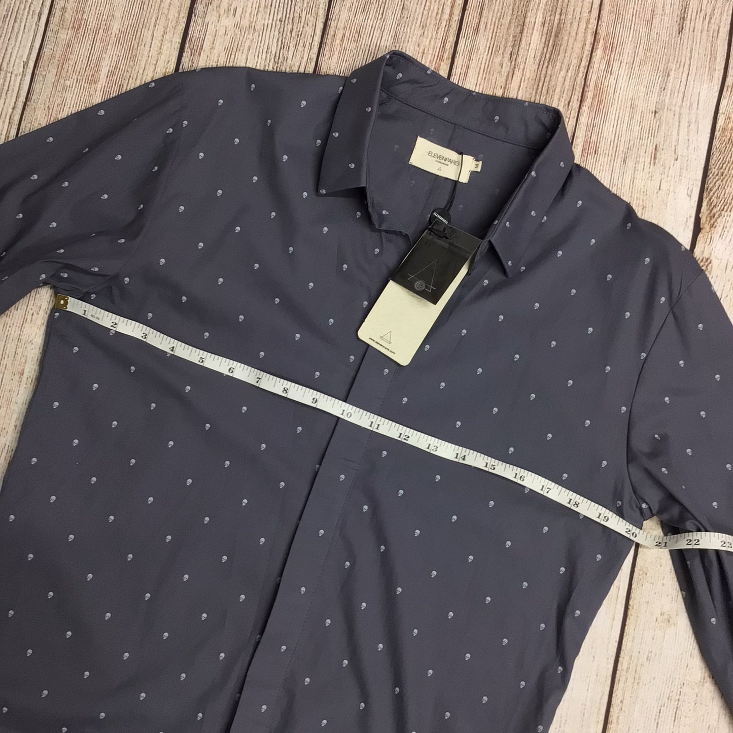 BNWT ElevenParis Dark Slate Grey Shirt w/Skull Print Size M