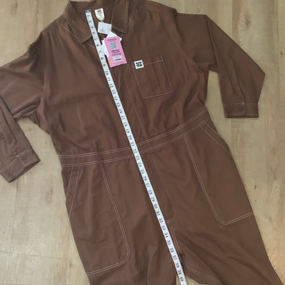 BNWT Lucy & Yak Oak Brown Organic Cotton Carmen Jumpsuit Size 2XL