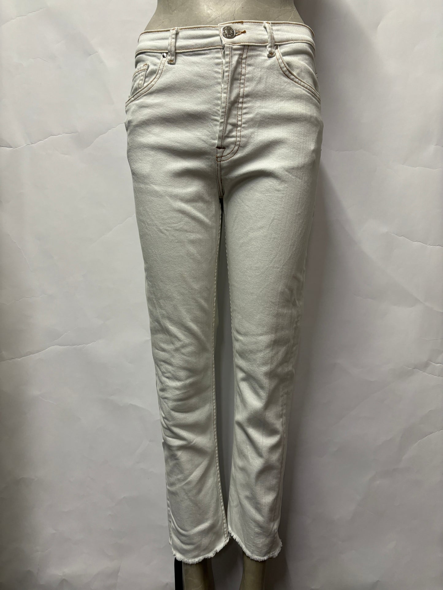 Bimba Y Lola White Raw Hem Slim Fit Jeans 10/38