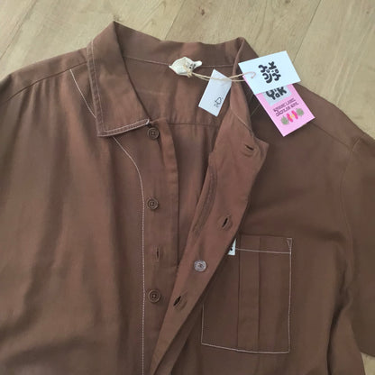 BNWT Lucy & Yak Oak Brown Organic Cotton Carmen Jumpsuit Size 2XL