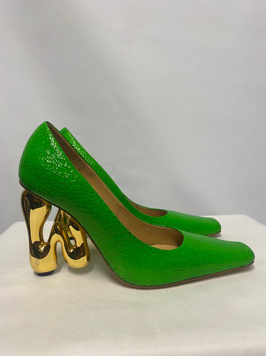 J W Anderson Green Leather Bubble Heel Pumps 36/3.5