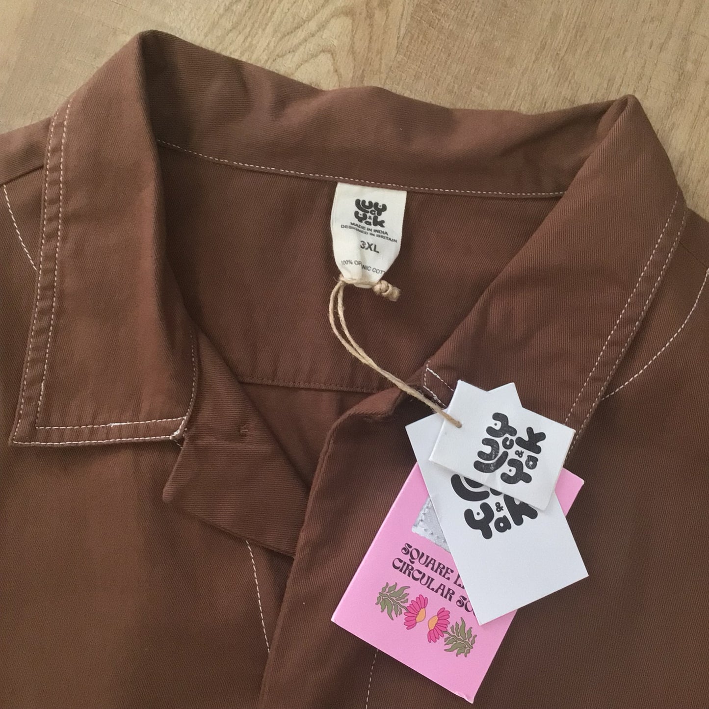BNWT Lucy & Yak Oak Brown Organic Cotton Carmen Jumpsuit Size 3XL