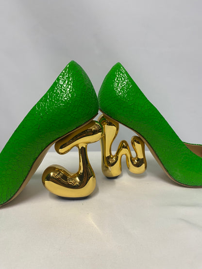 J W Anderson Green Leather Bubble Heel Pumps 36/3.5