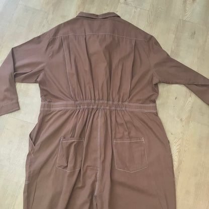 BNWT Lucy & Yak Oak Brown Organic Cotton Carmen Jumpsuit Size 3XL