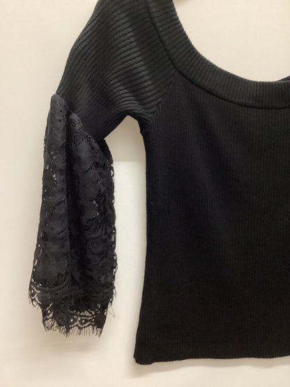 Bebe Black Lace Bell Sleeves Knitted Top Size S