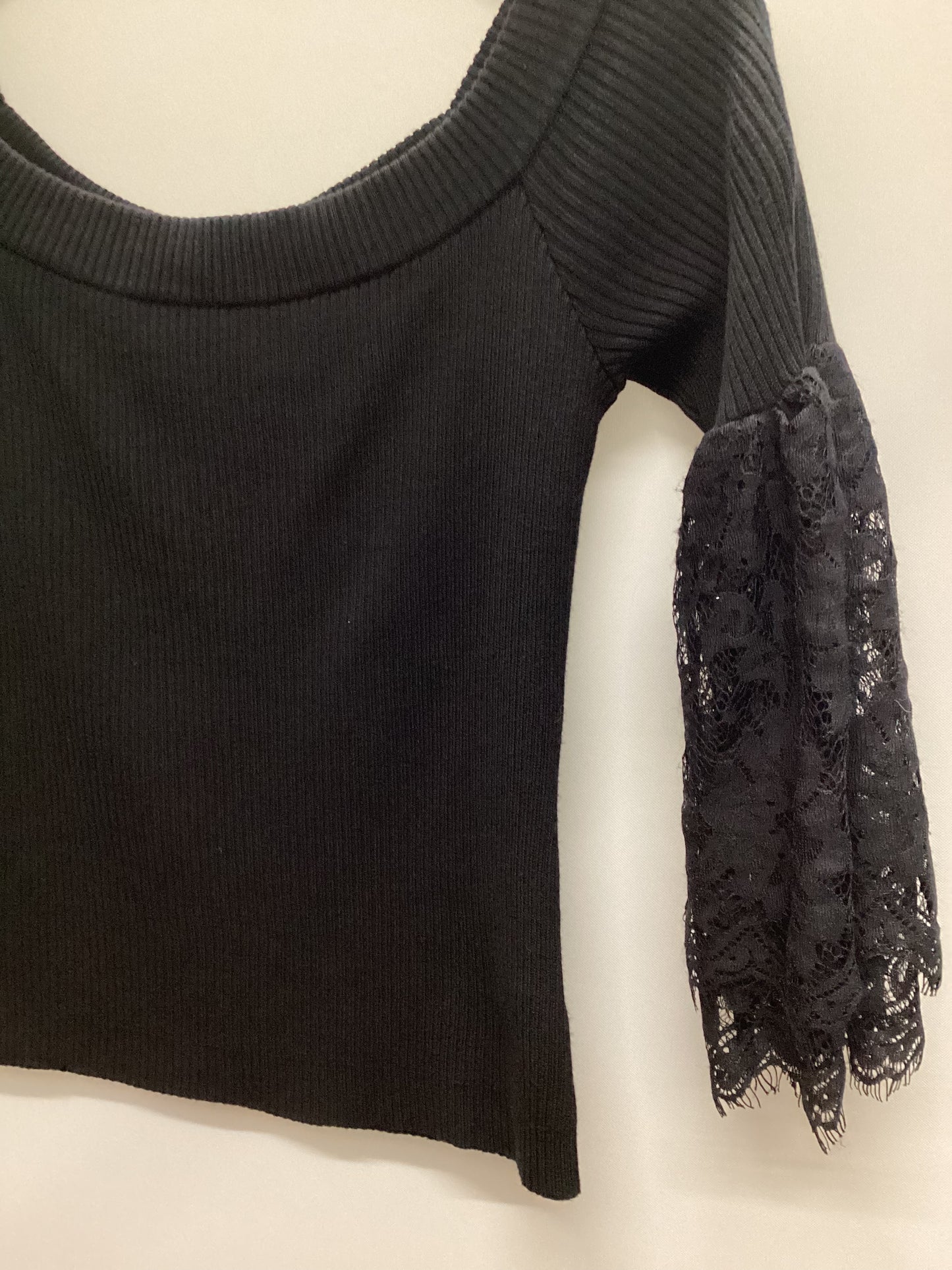 Bebe Black Lace Bell Sleeves Knitted Top Size S