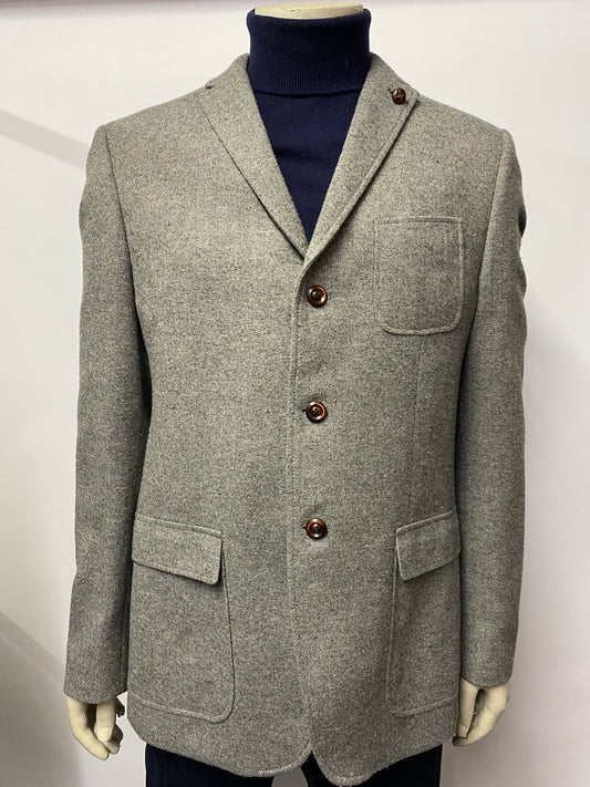 Harry Brown Grey Heritage Wool Blend Three Button Blazer 44L