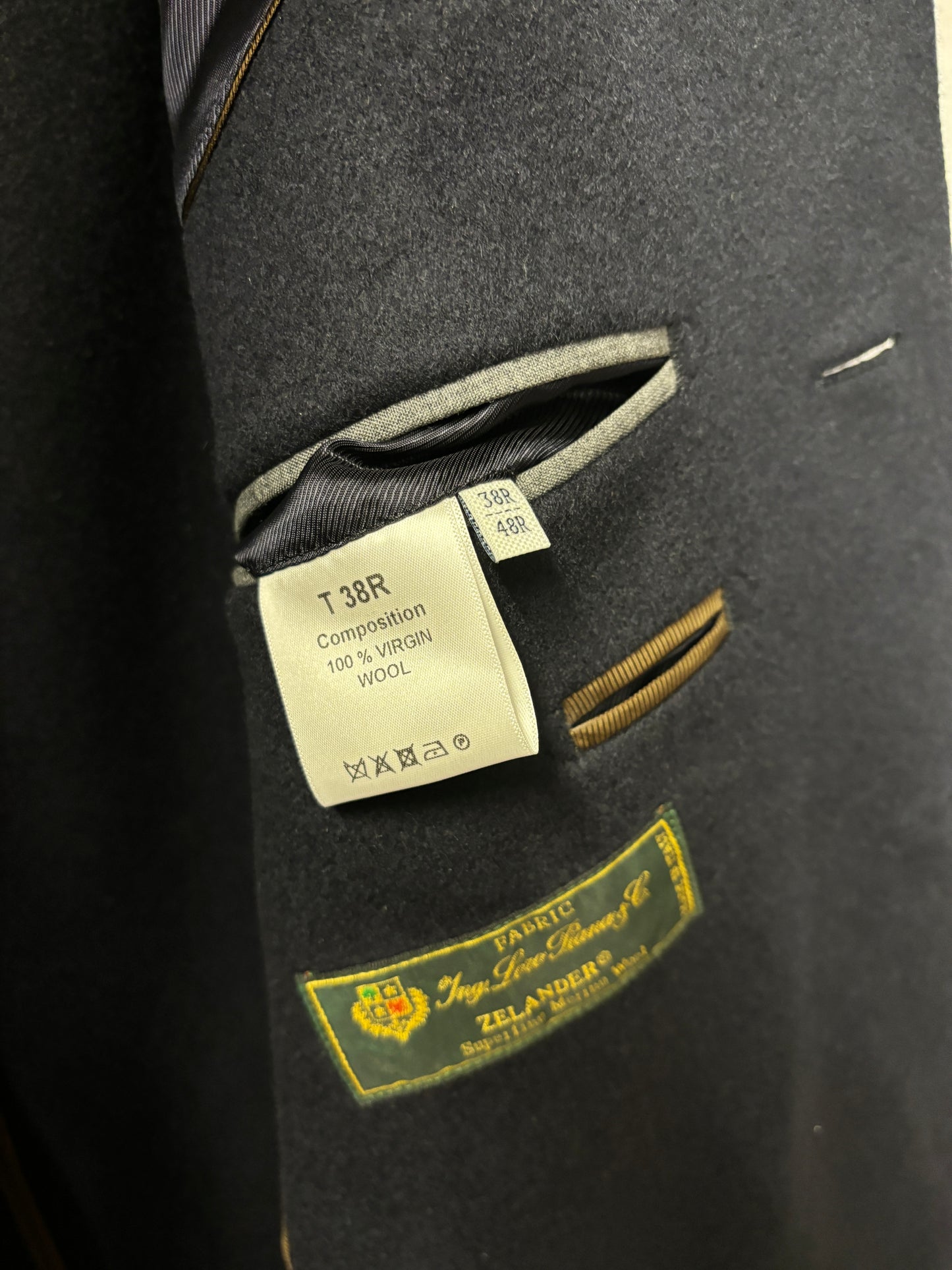 J P Hackett 14 Saville Row Navy Wool Coat 38R