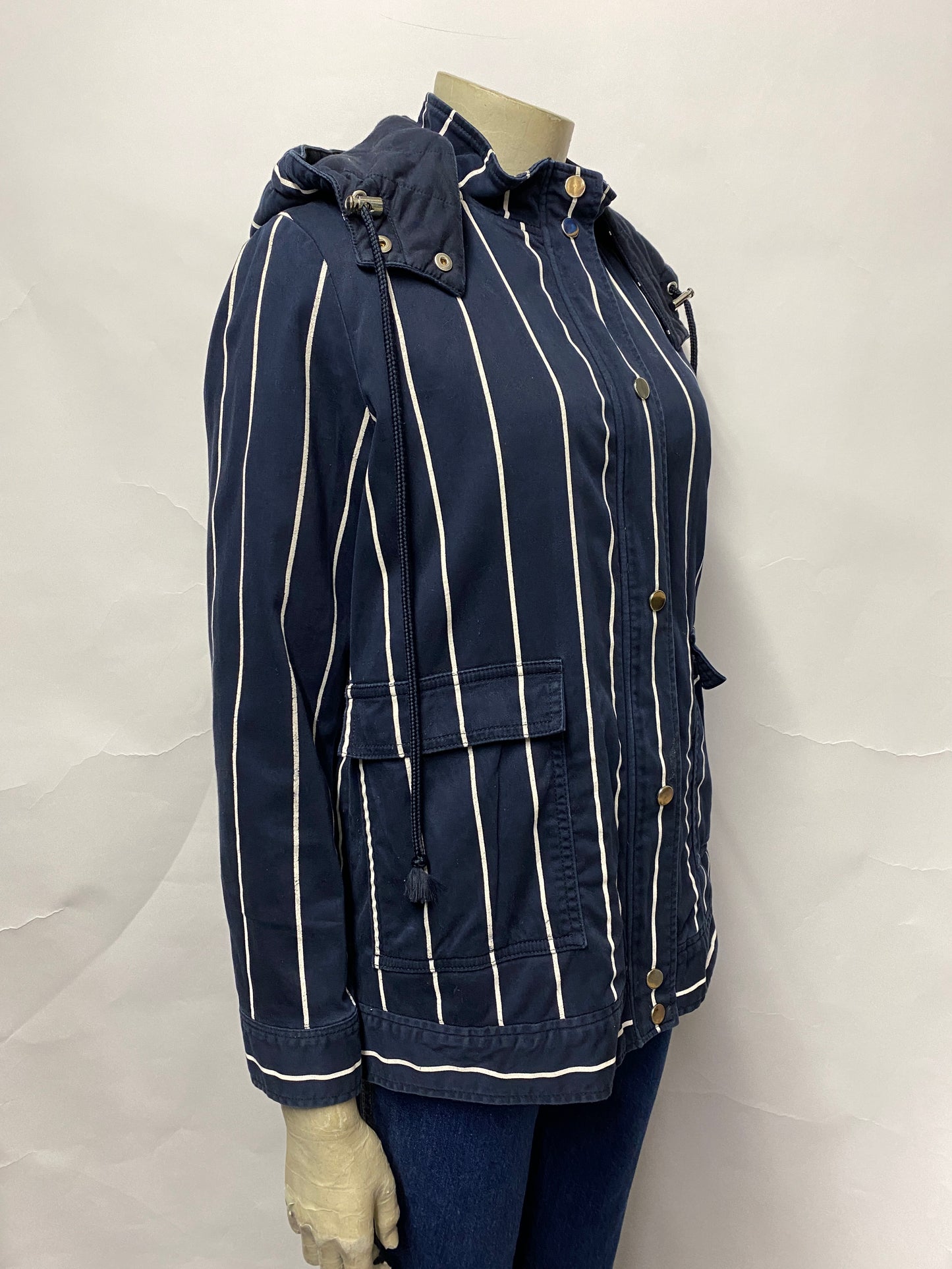 Laudie Pierlot Navy and White Striped Hooded Jacket 8