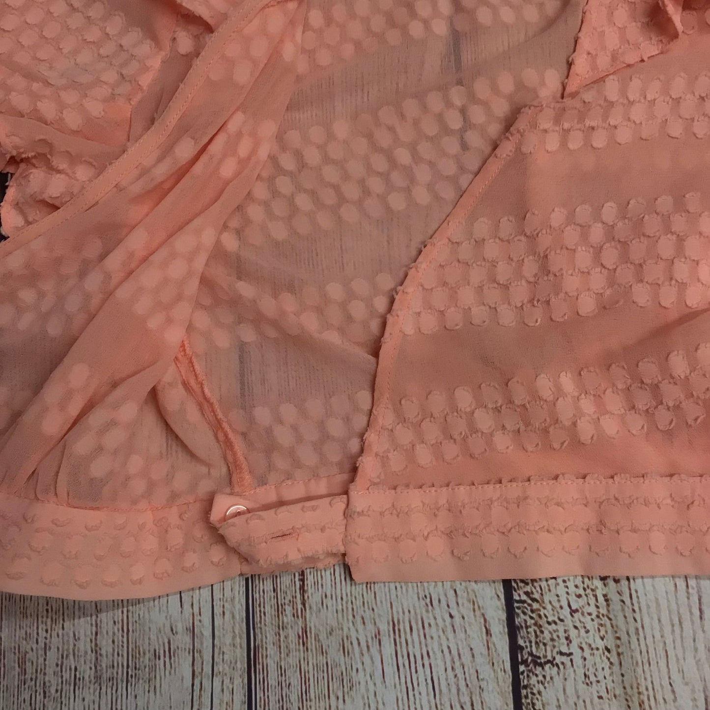 BNWT River Island Coral Pink Sheer Wrap Cropped Top RRP £32 Size 8