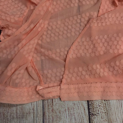 BNWT River Island Coral Pink Sheer Wrap Cropped Top RRP £32 Size 8