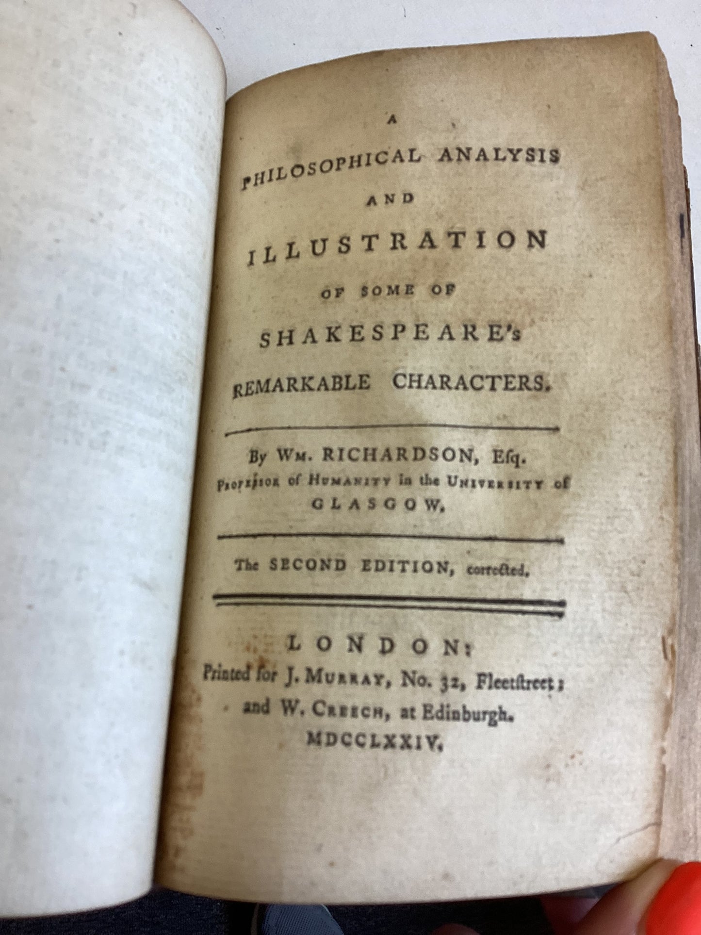 Critical Essays On Dramatic Poetry By Voltaire 1761 A Philosophical Analysis of Shakespears's Remarkable Characters by Richardson 1774s