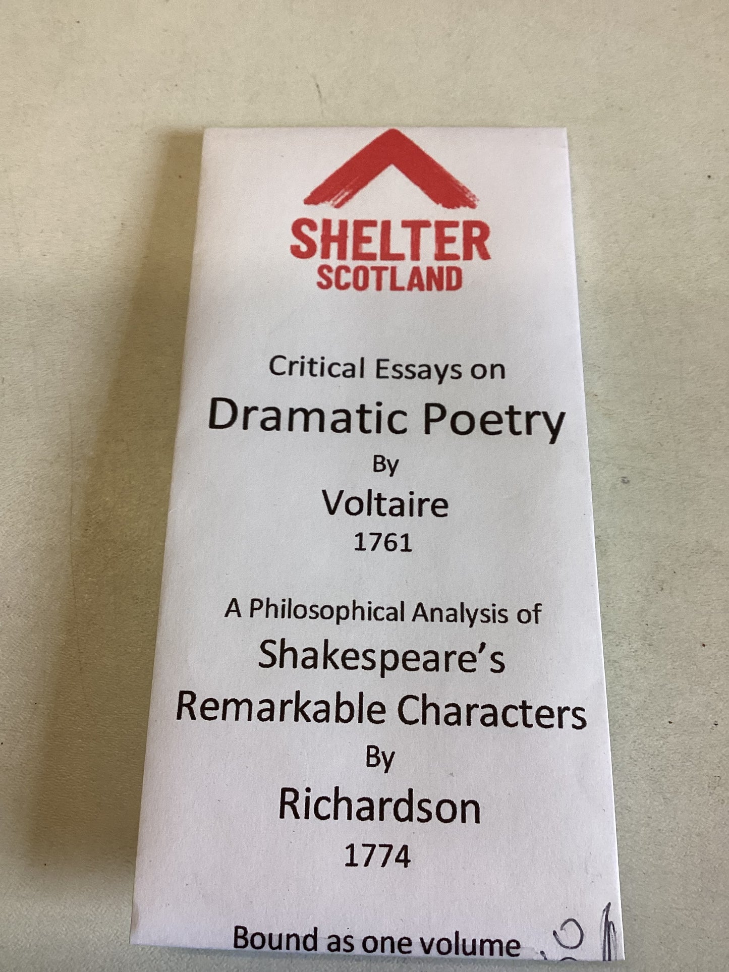 Critical Essays On Dramatic Poetry By Voltaire 1761 A Philosophical Analysis of Shakespears's Remarkable Characters by Richardson 1774s