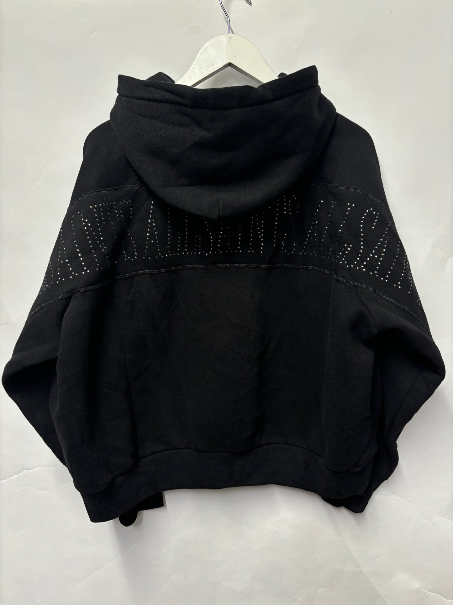 All Saints Black Beaded Cotton Oversized Hotfix Hoodie Small