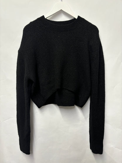 All Saints Black Glitter Crop Fit Jumper Large