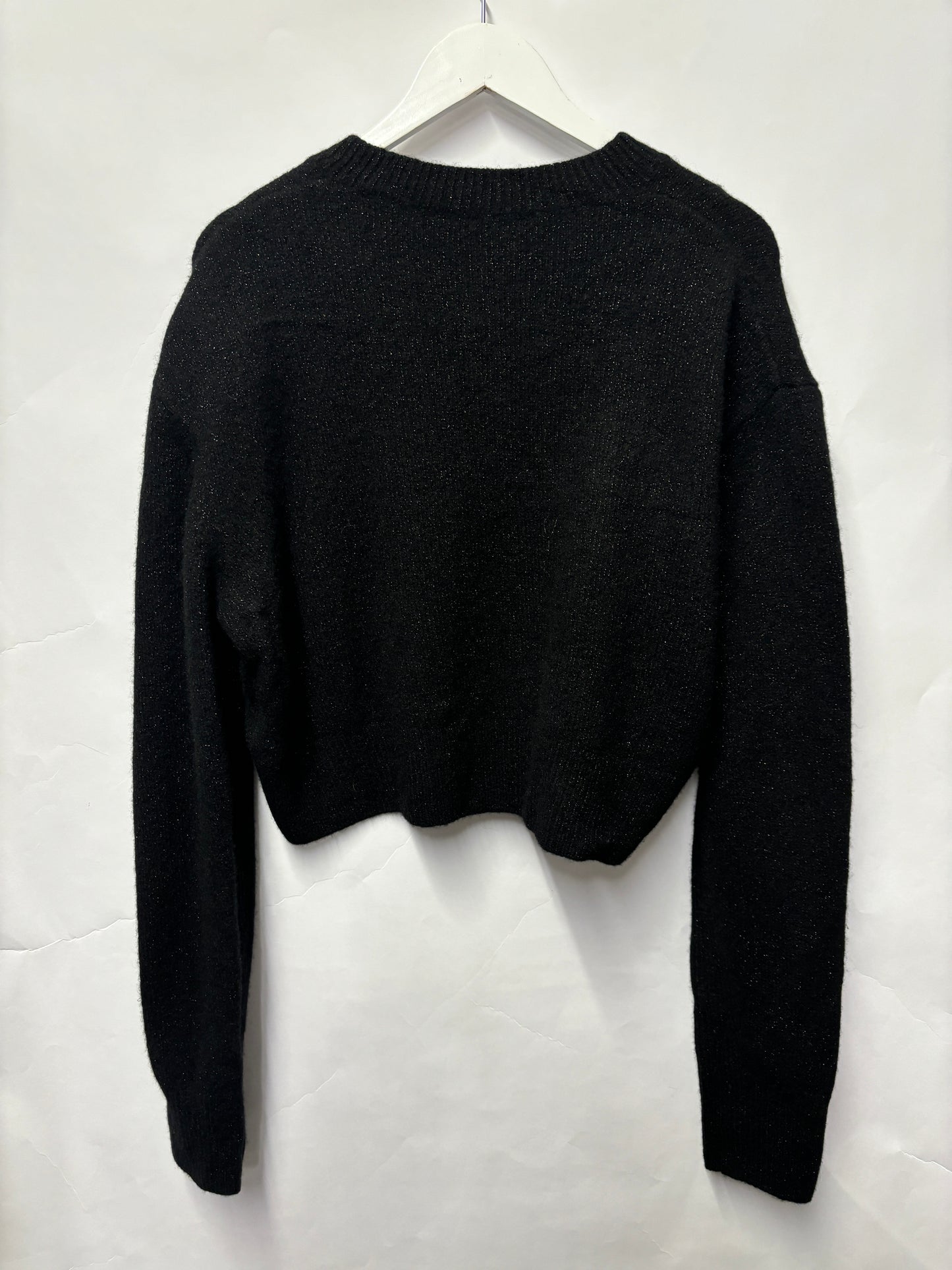 All Saints Black Glitter Crop Fit Jumper Large