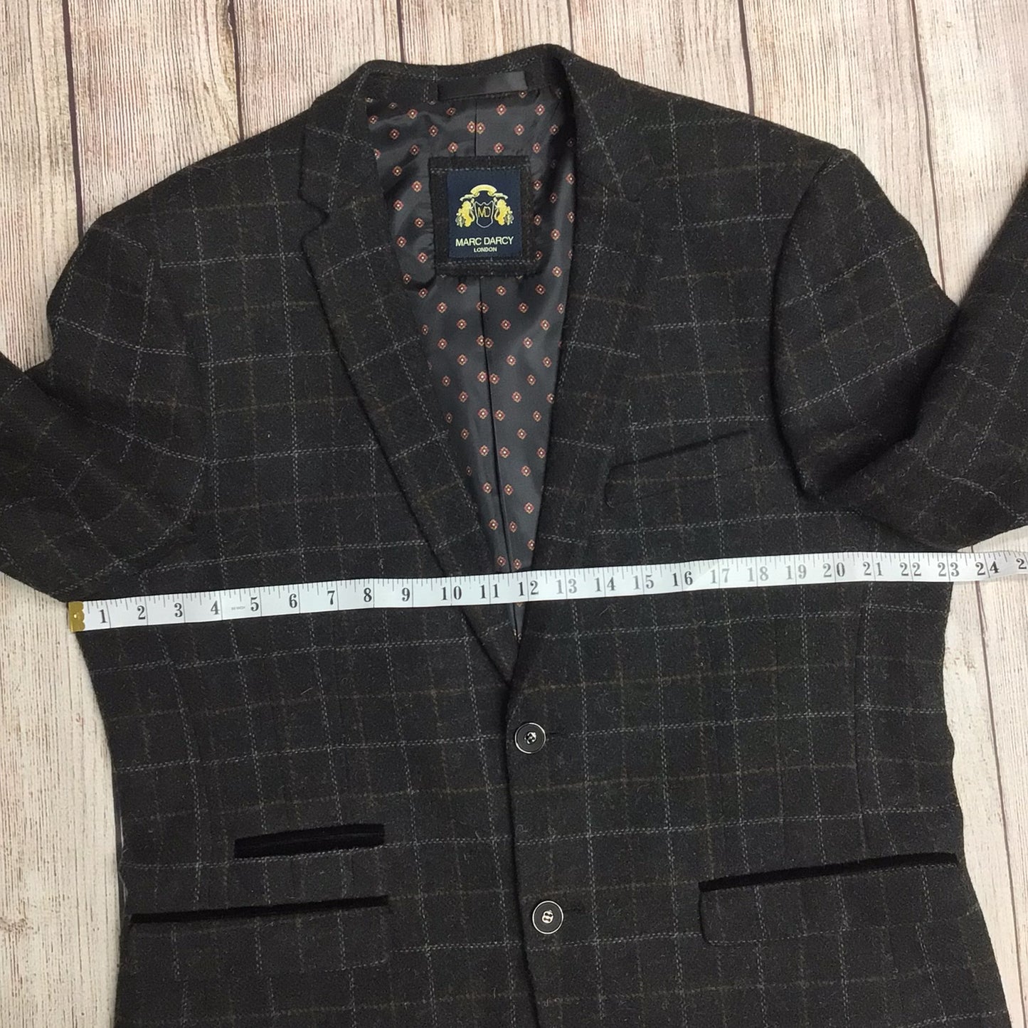 Marc Darcy Brown Harris Checked 3 Piece Suit Size 44/38R