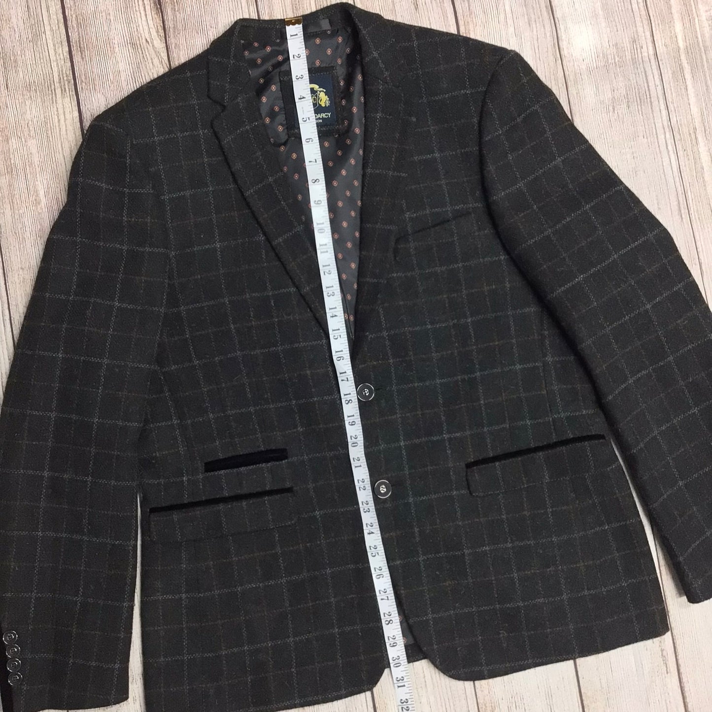 Marc Darcy Brown Harris Checked 3 Piece Suit Size 44/38R