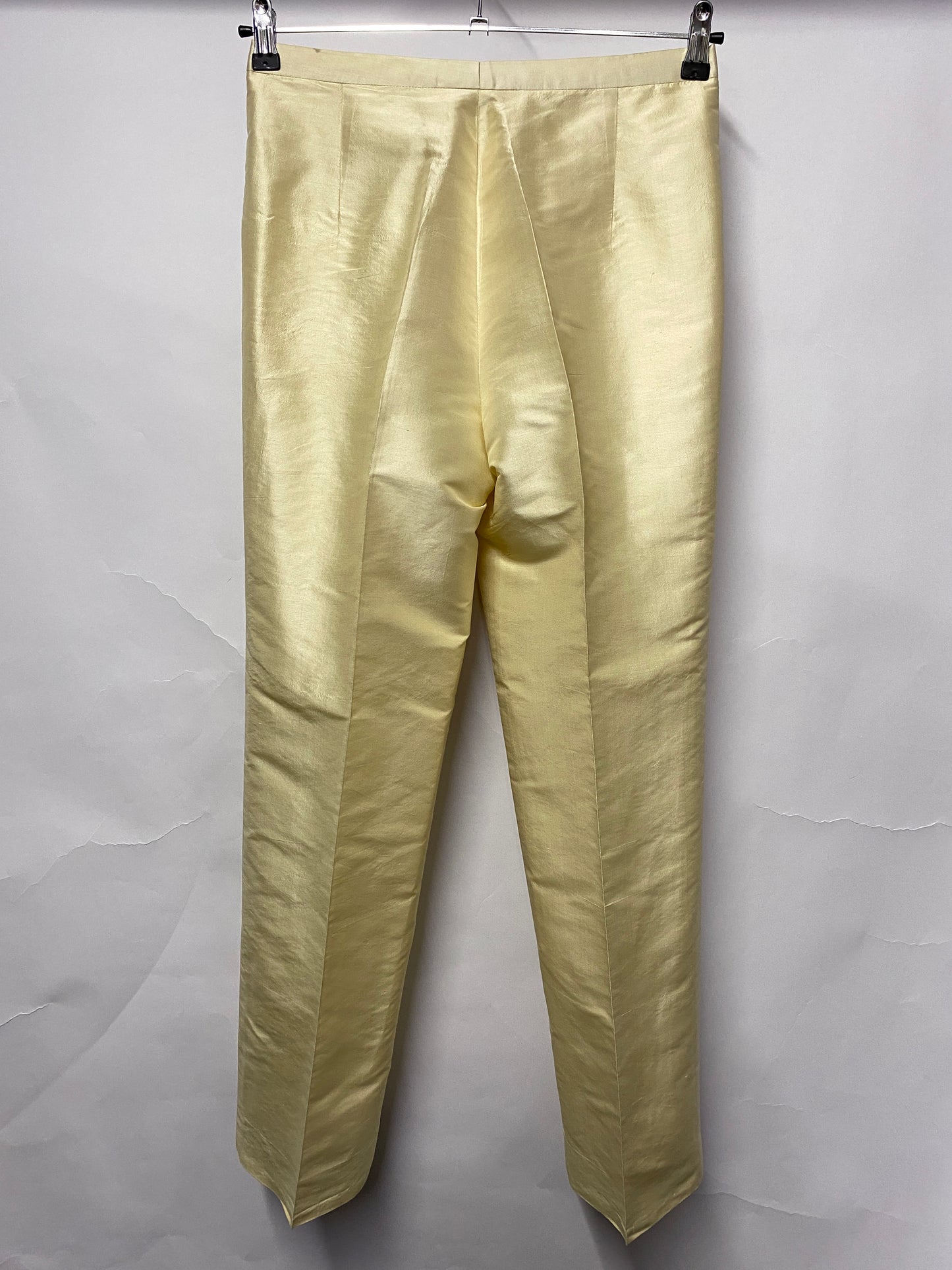 Eric Choong Vintage Pale Yellow Satin Tapered Trousers Medium
