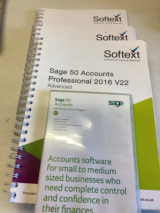 Sage 50 Accounts 3 Ringbinders and 1 Softwear Professional 2016 V22 Beginners, Advanced, Intermediate