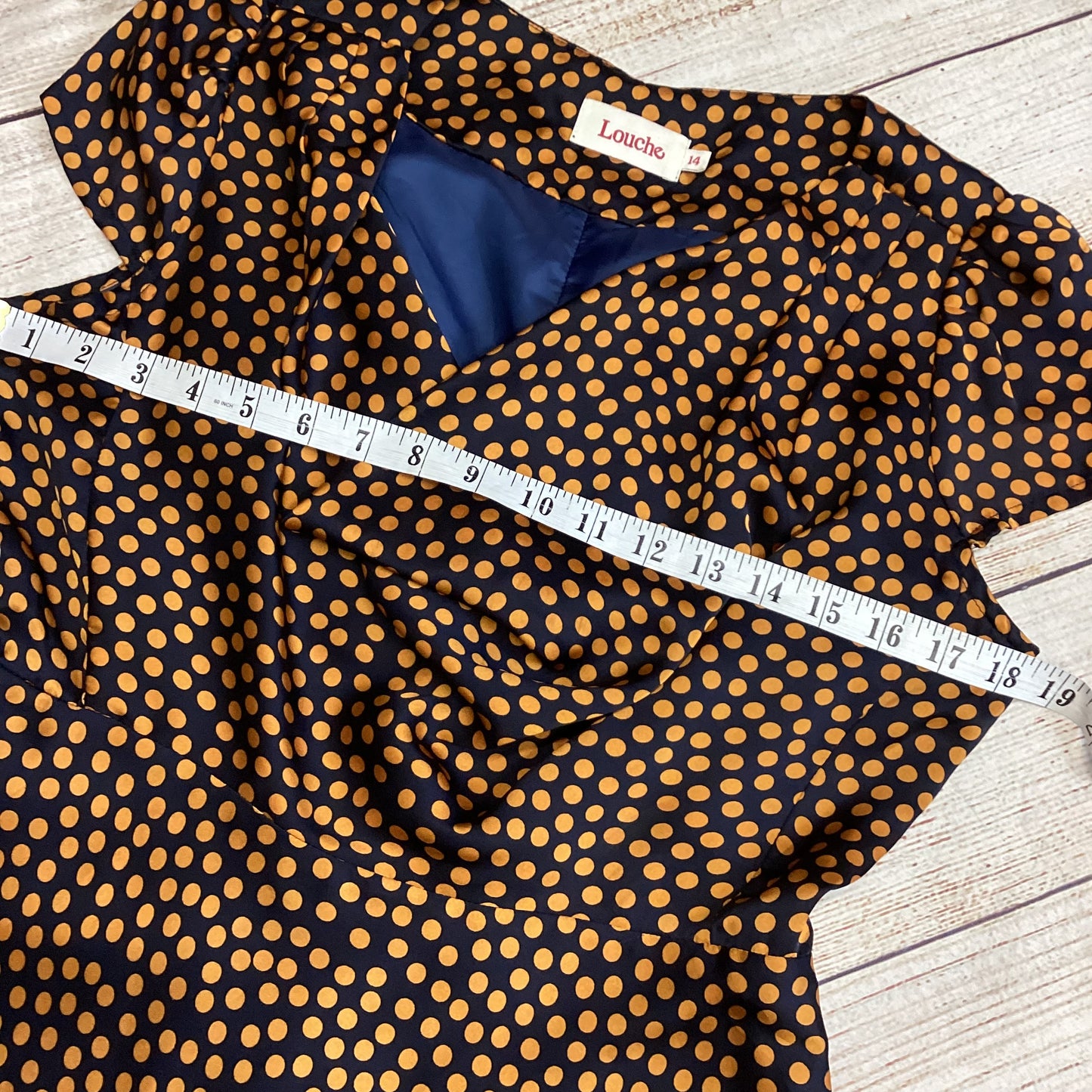 Louche Blue And Orange Polkadot Dress Size 14