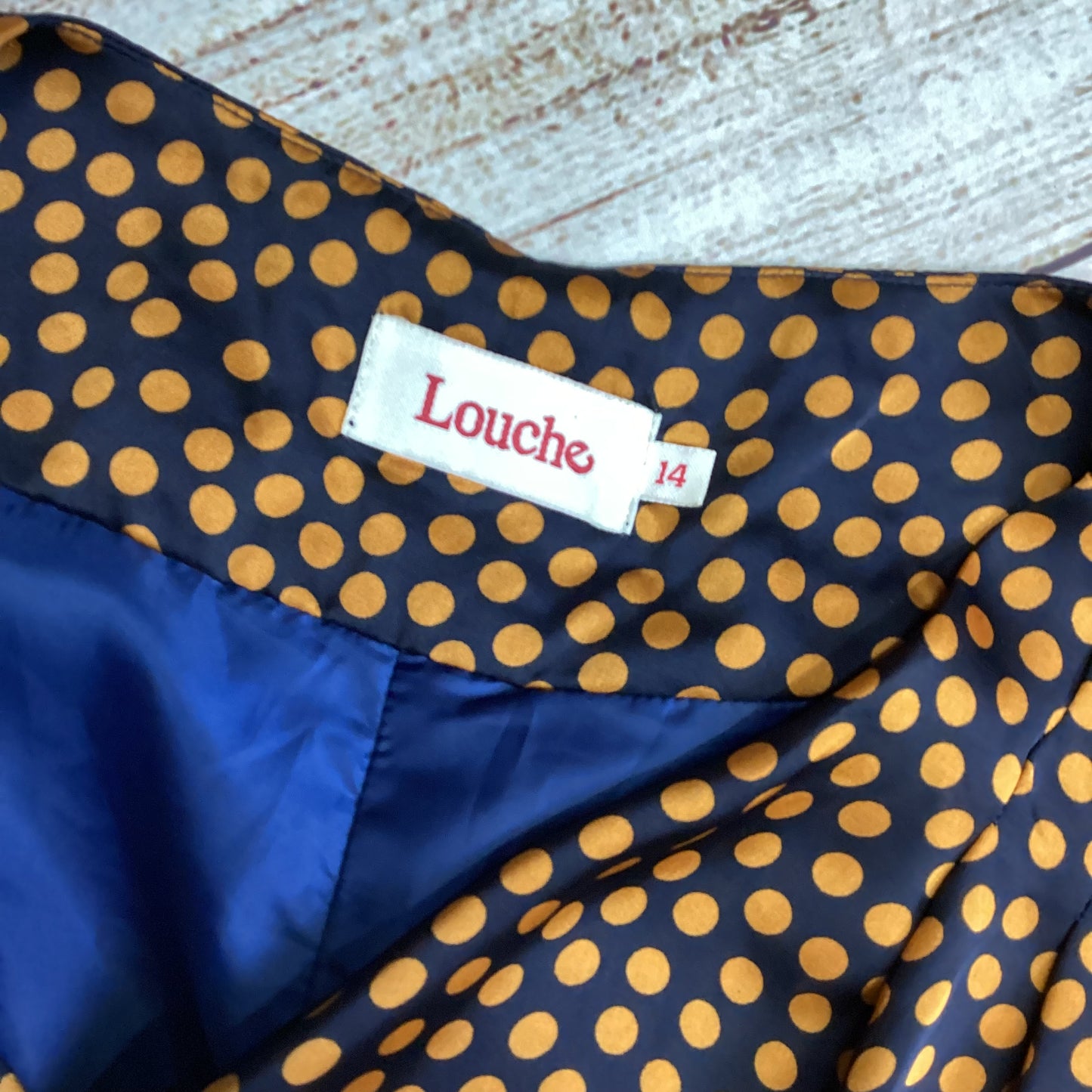 Louche Blue And Orange Polkadot Dress Size 14