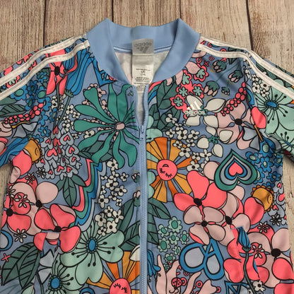 Adidas Blue Multi Floral & Sunshine Print Jacket Kids Size L (14yrs)