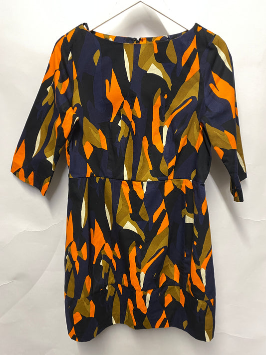 COS Multicolour Navy and Orange Mix Pure Cotton Dress 12 BNWT