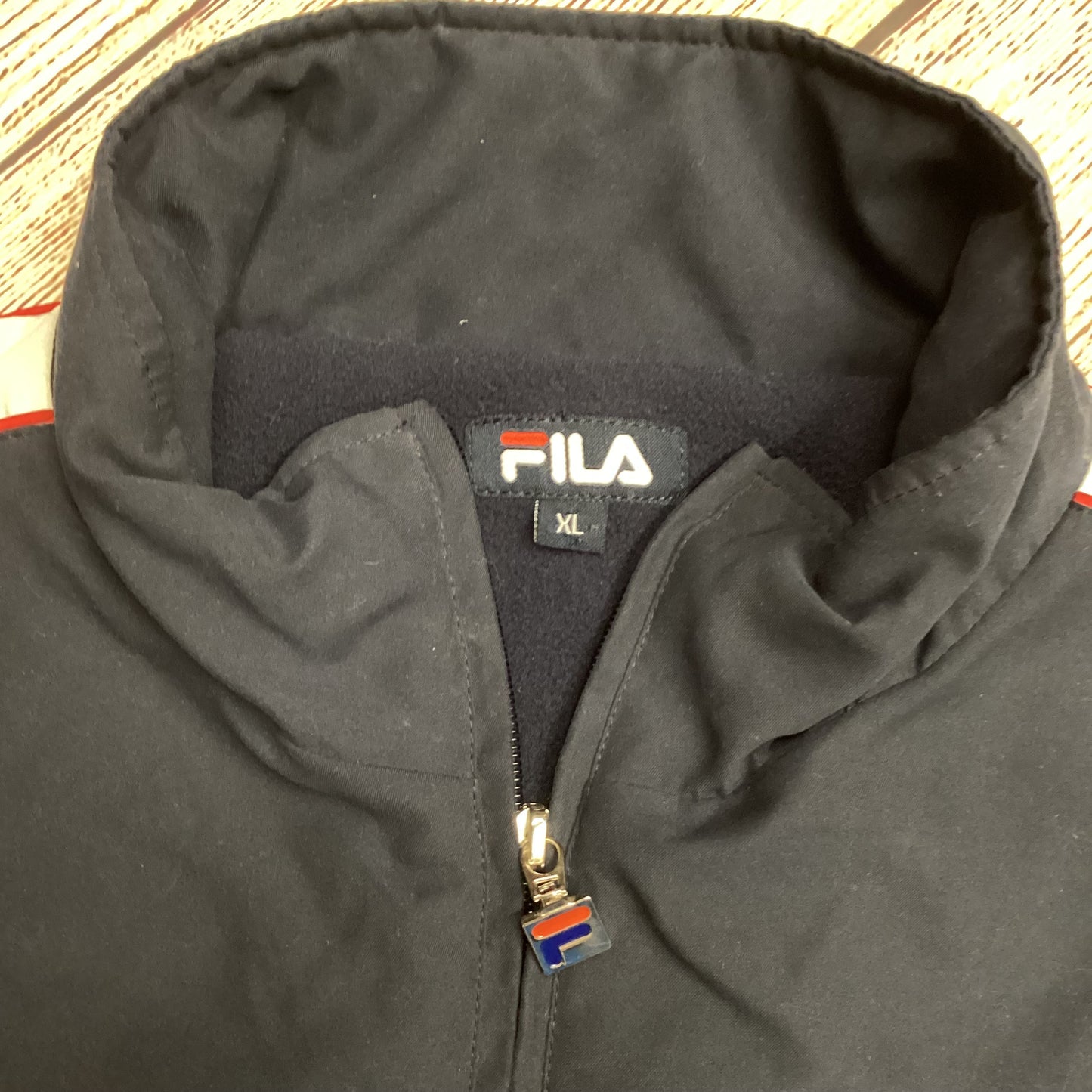 Fila Navy Blue Pullover Tracksuit Top W/ Fleece Lining Size XL