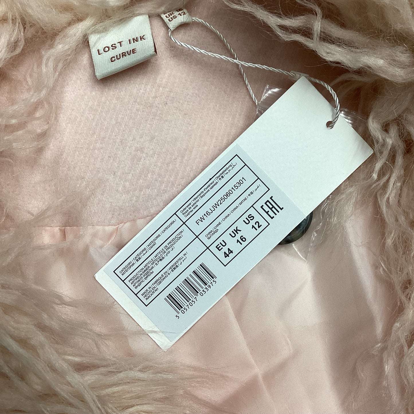 BNWT Lost Ink Curve Baby Pink Coat Size 16