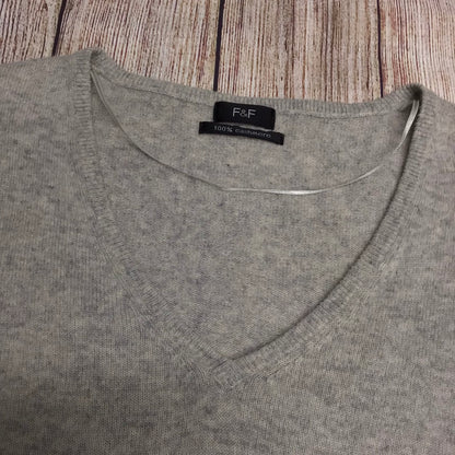 F&F Grey Marl V Neck Jumper 100% Cashmere Size 18