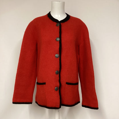 Vintage Dachstein Hammer-Gewalkt Red Boiled Wool Cardigan Size L approx