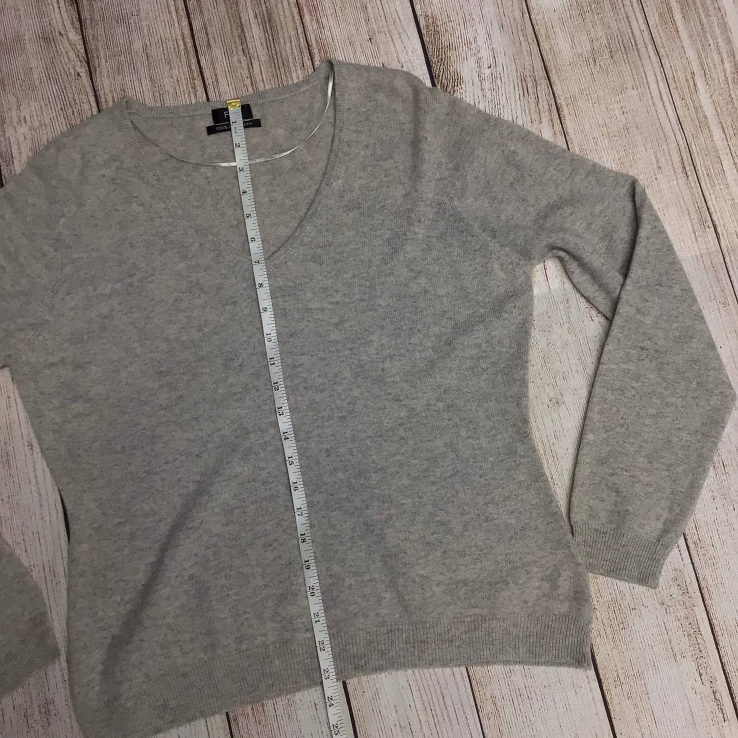 F&F Grey Marl V Neck Jumper 100% Cashmere Size 18