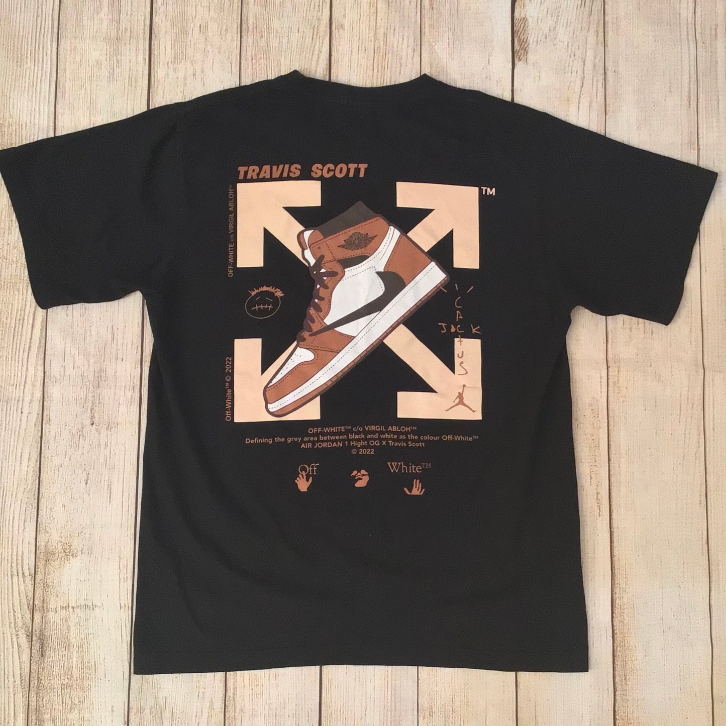 OFF-WHITE c/o Virgil Abloh Travis Scott Black Cotton T-Shirt Size L