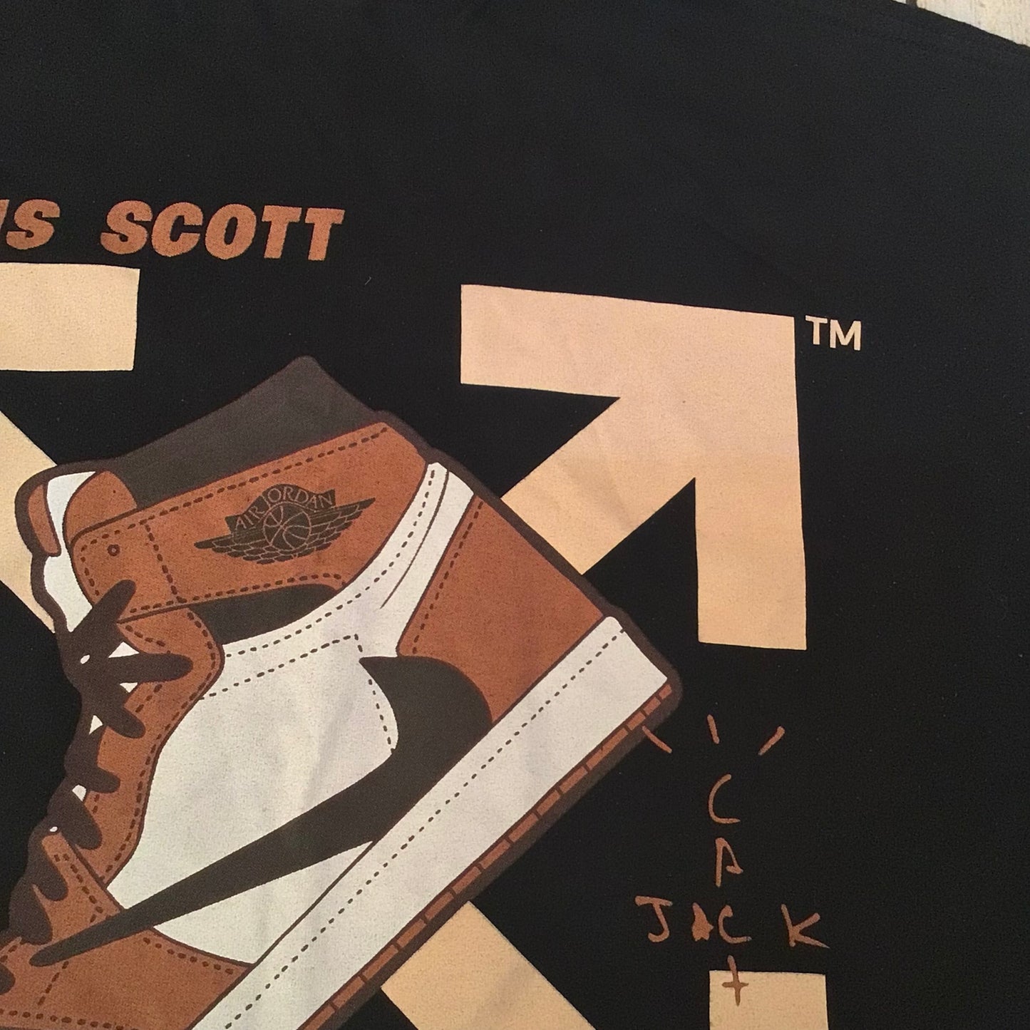 OFF-WHITE c/o Virgil Abloh Travis Scott Black Cotton T-Shirt Size L