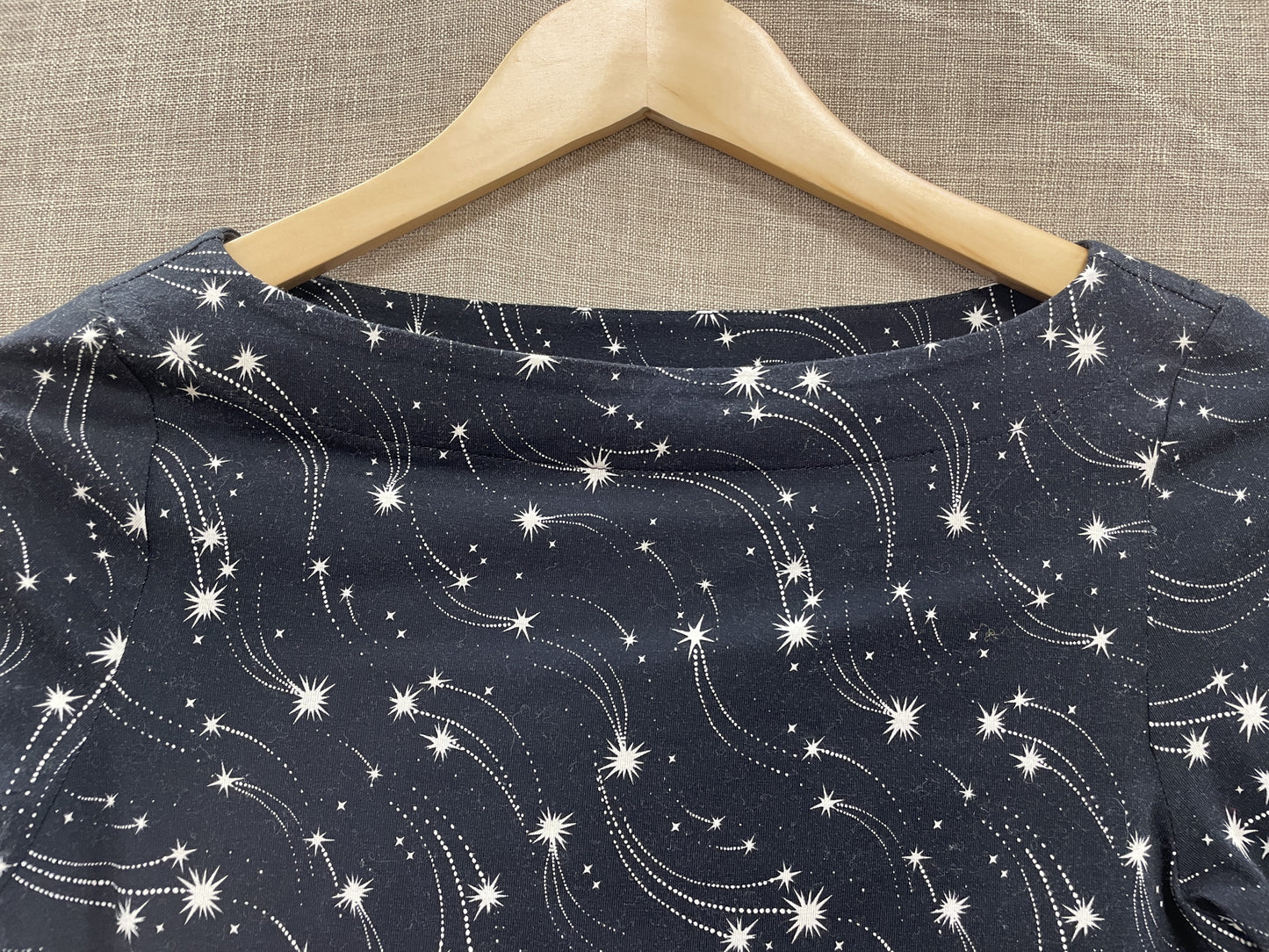 Ted Baker Black Cosmic Shooting Star 3/4 Sleeve Jersey Top T Shirt Size 1 UK 8