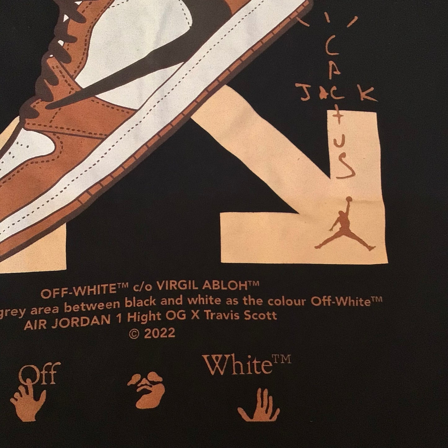 OFF-WHITE c/o Virgil Abloh Travis Scott Black Cotton T-Shirt Size L