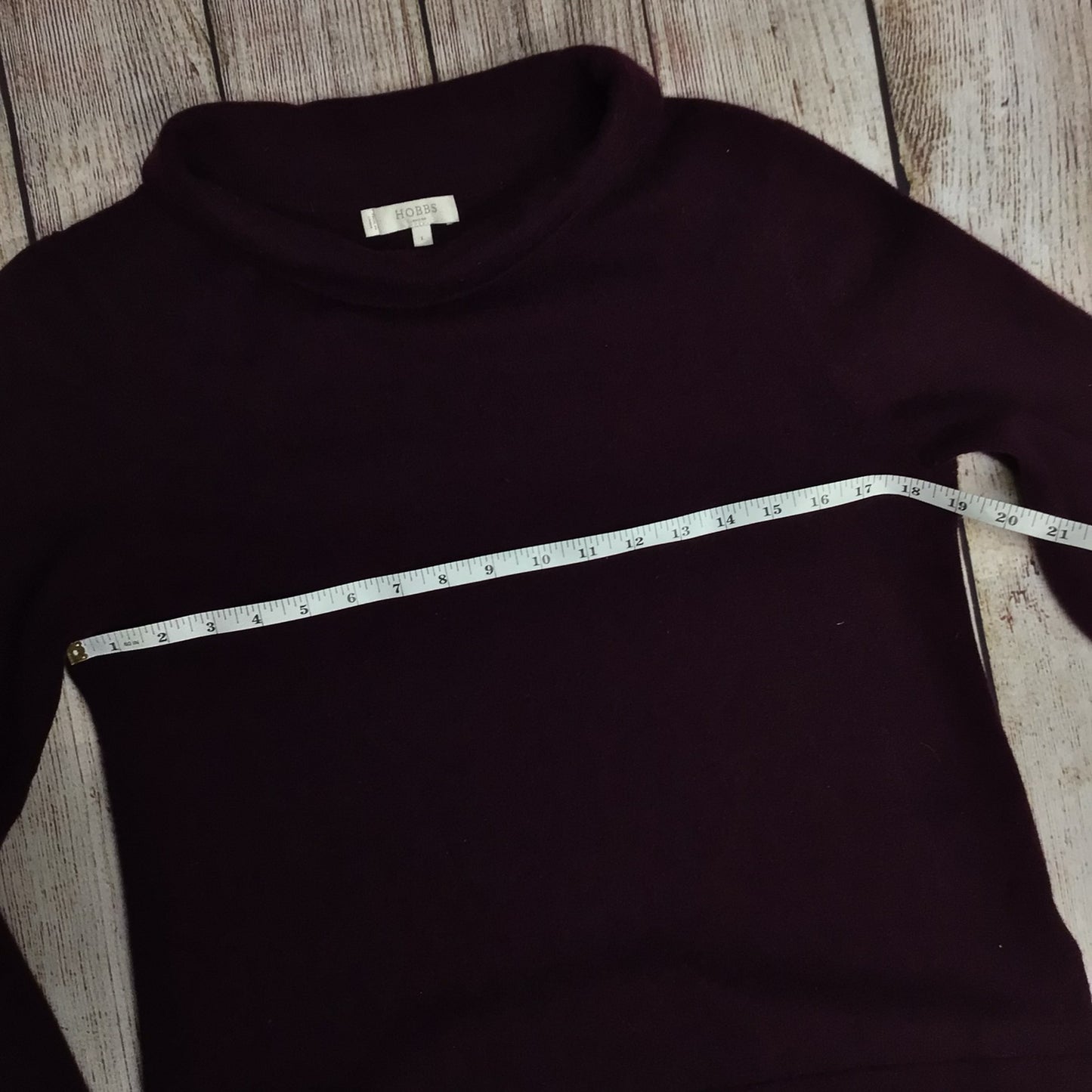 Hobbs Maroon Purple Roll Neck Jumper Wool & Cashmere Blend Size L