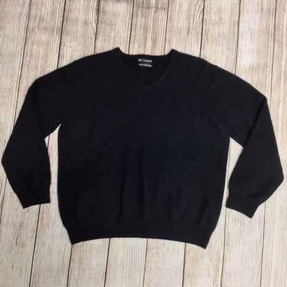 M&S Autograph Black V Neck Jumper 100% Cashmere Size XL