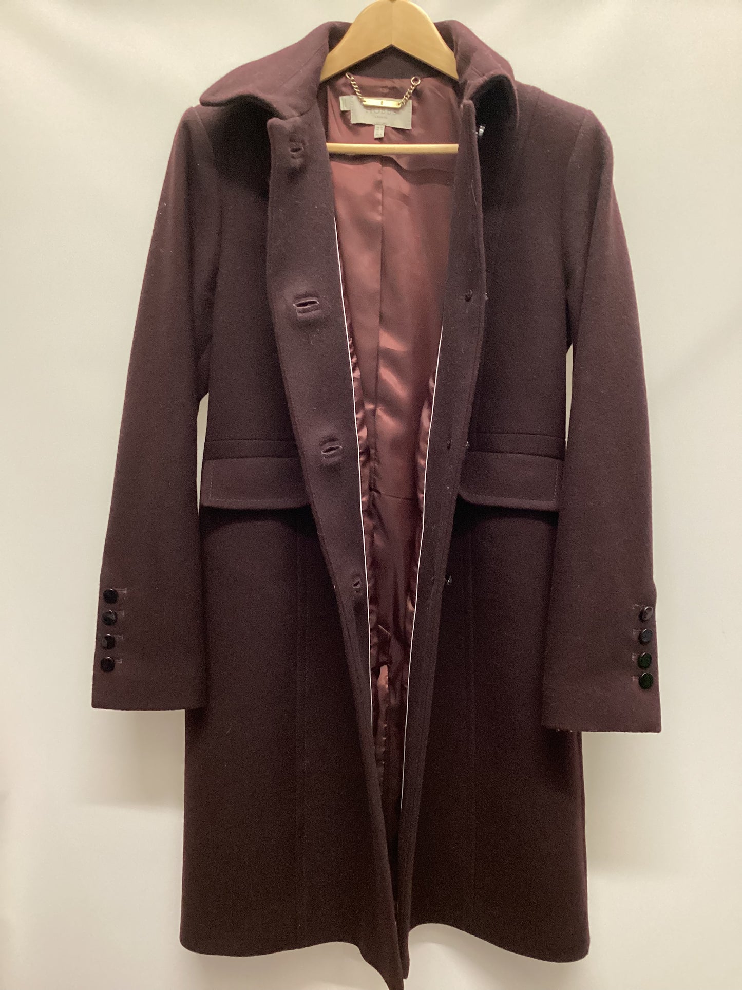 Hobbs Dark Red Wool Blend Coat Size 12