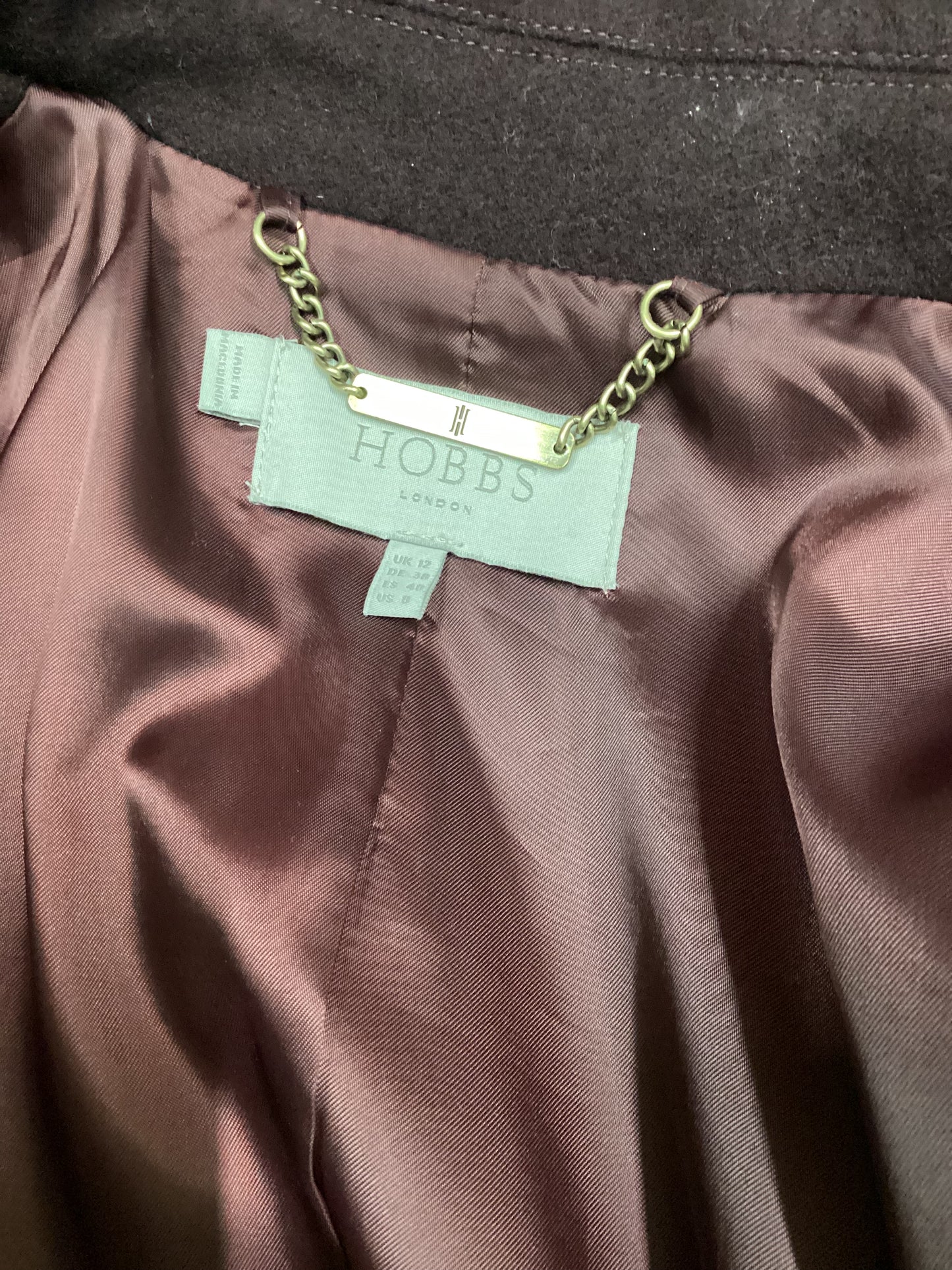 Hobbs Dark Red Wool Blend Coat Size 12