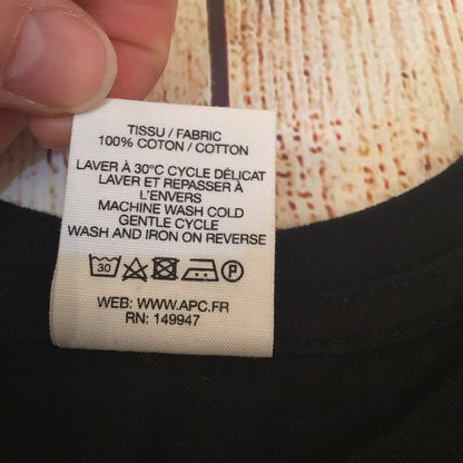 A.P.C. Black Cotton Jessie Tee T-Shirt Size XS